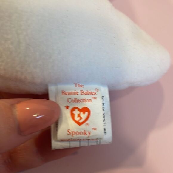 1995 Original Ty Beanie Baby Spooky the Ghost w Orange Bow PVC Pellets EUC 8” - Picture 6 of 7